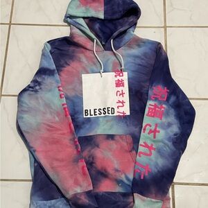 Tie-Dye Hoodie with Japanese Text
